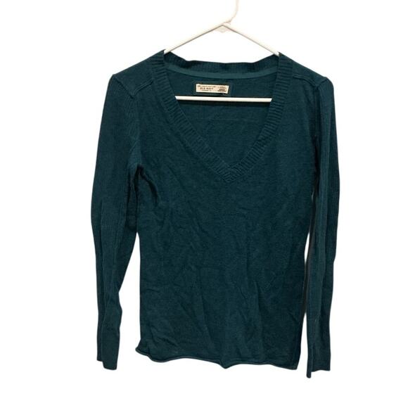 Vintage Old Navy Women Y2K Sweater Size Medium Wool Blend Teal Blue Preppy Vneck - Picture 1 of 7
